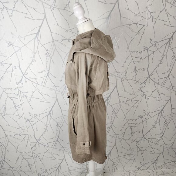 Current Elliott Beige Cotton The Bridgeport Parka Trench Coat - Picture 5 of 9